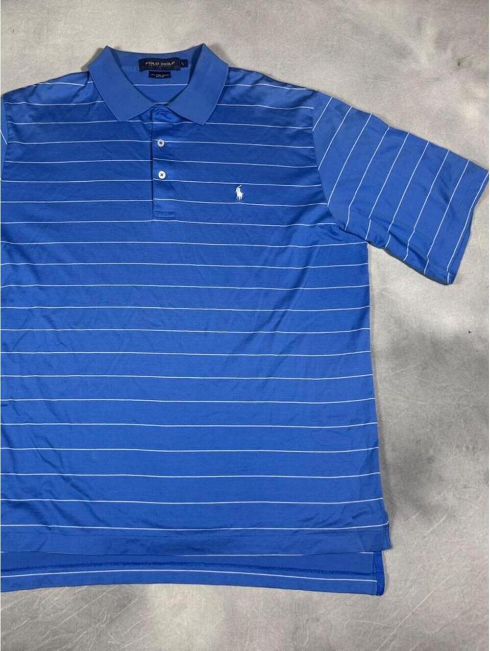 Polo Golf Ralph Lauren Blue White Stripe Pima Cotton Polo Shirt Men’s L